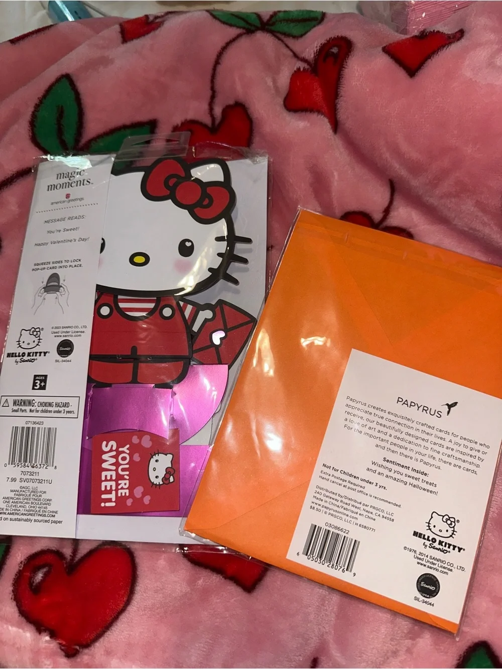 Sanrio Hello Kitty Pink & Black Valentine and Halloween Cards